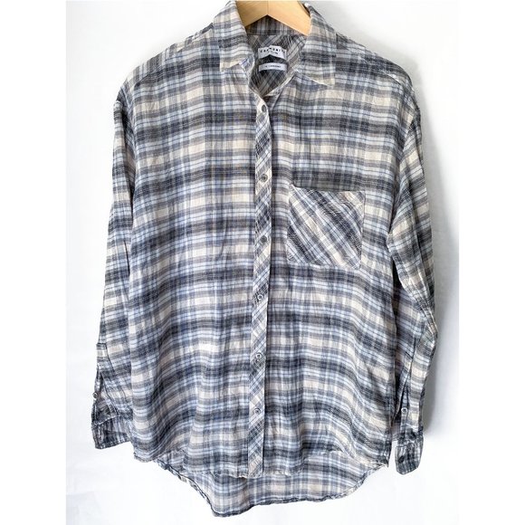 ARITZIA COMMUNITY WITH LINEN OVERSIZED GREY PLAID - Picture 1 of 4
